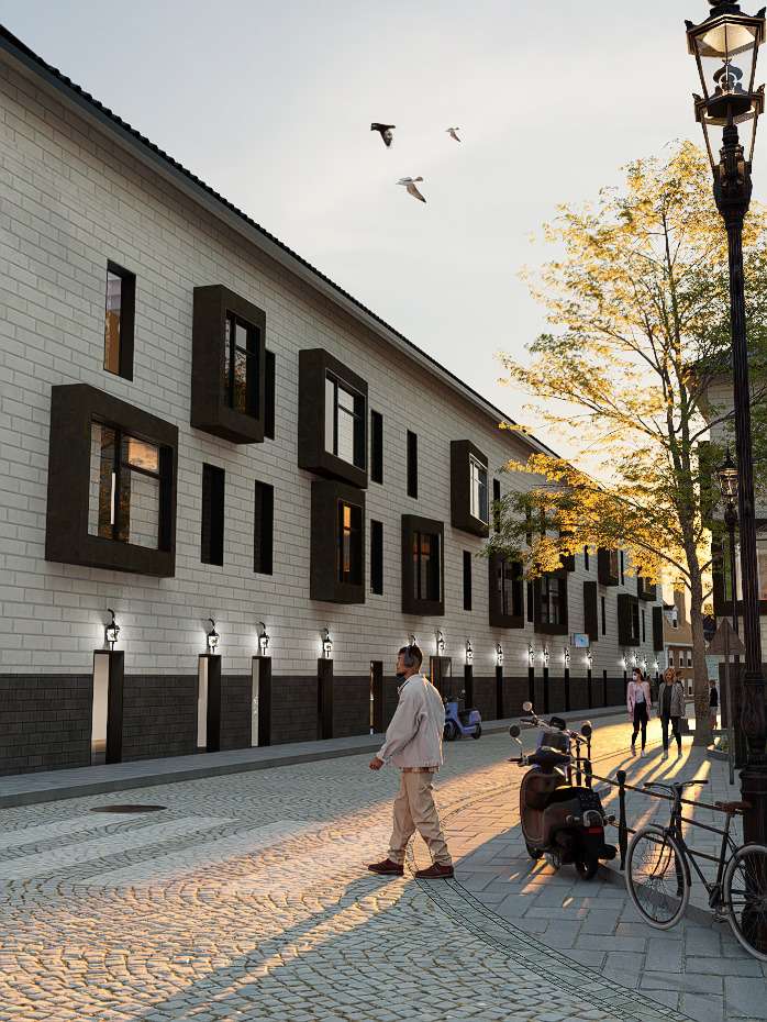Render de la fachada de día de Jerónimo del Moral